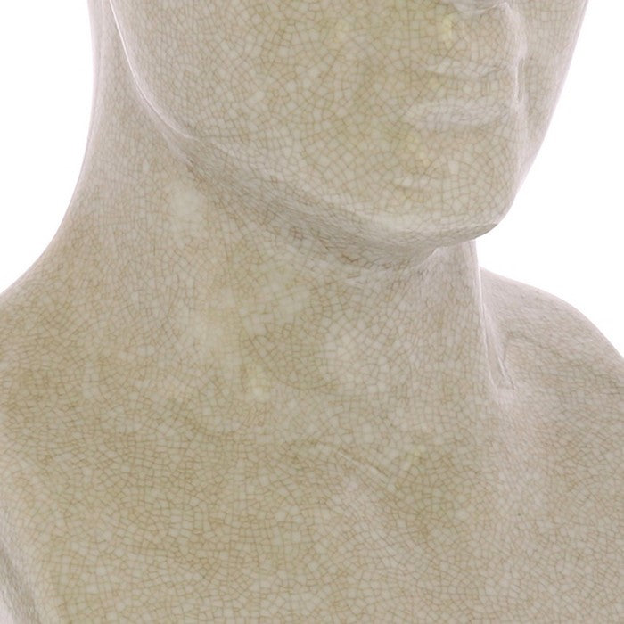Ceramic Human Phrenology Head Sculpture, Cream