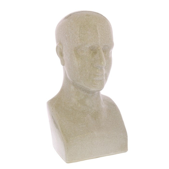 Ceramic Human Phrenology Head Sculpture, Cream