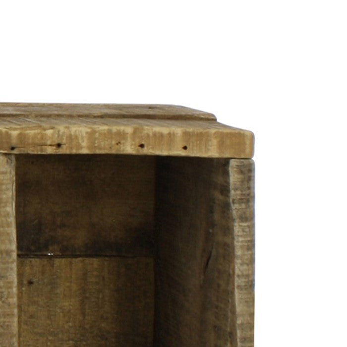 Reclaimed Wood Crate with 3 Compartments, Natural Brown
