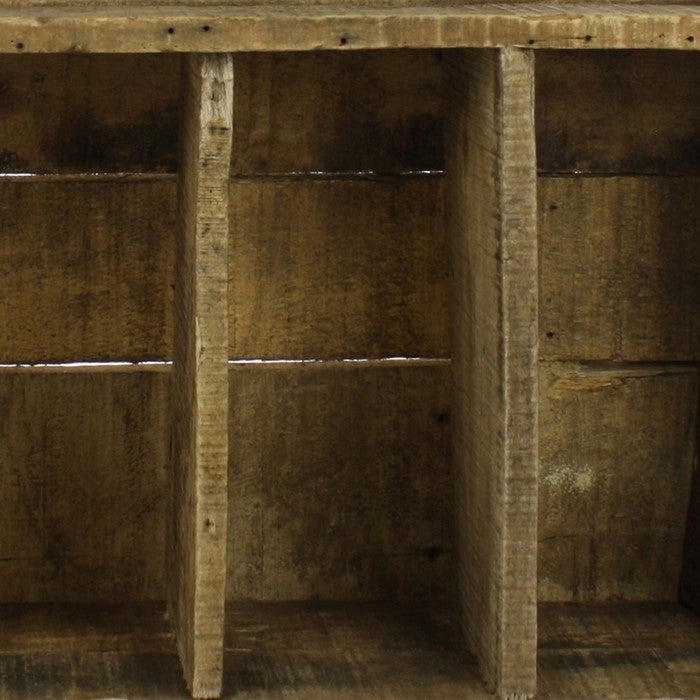 Reclaimed Wood Crate with 3 Compartments, Natural Brown