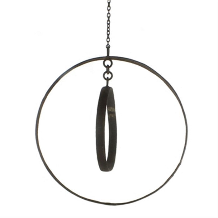 Industrial Style Metal Frame Hanging Ring Decor, Black