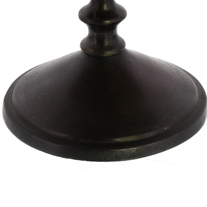 Metal Frame Pedestal with Turned Base, Large, Black and Brass