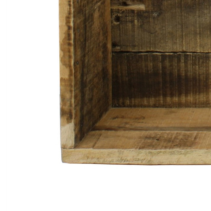 Reclaimed Wood Crate with Open Storage Space, Natural Brown