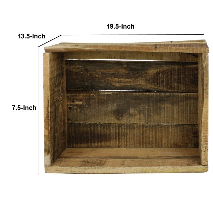 Reclaimed Wood Crate with Open Storage Space, Natural Brown