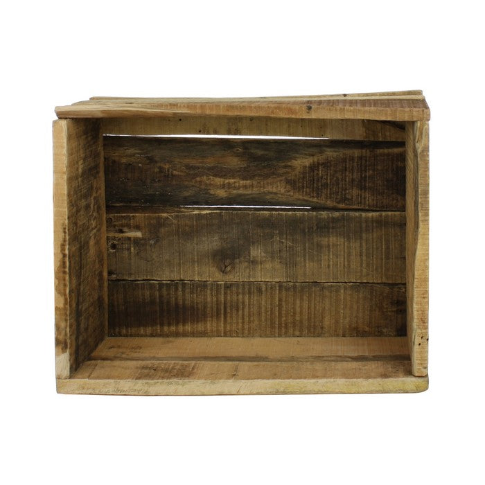 Reclaimed Wood Crate with Open Storage Space, Natural Brown