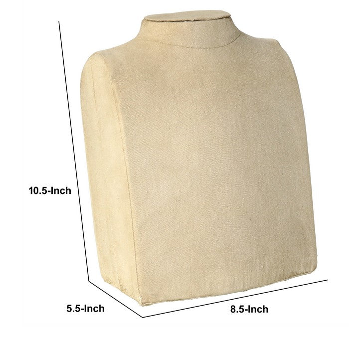 Fabric Upholstered Metal Frame Bust, Beige