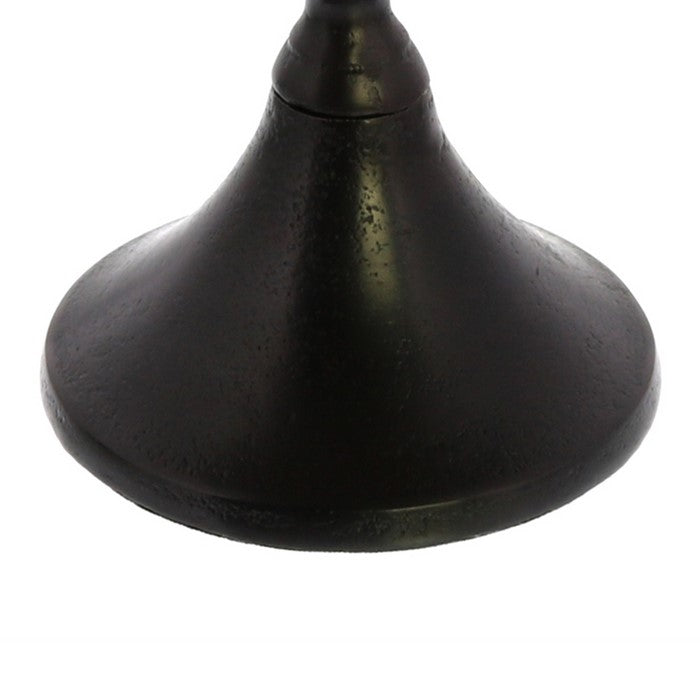 Metal Pedestal with Turned Base, Large, Black and Brass