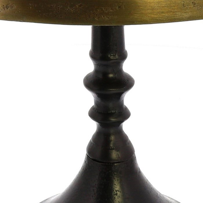 Metal Pedestal with Turned Base, Large, Black and Brass