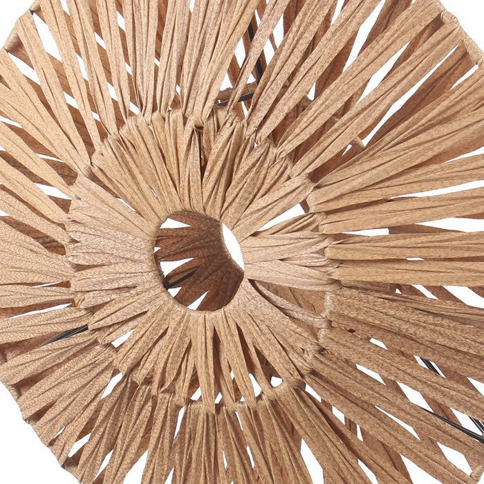 Rattan Woven Round Tabletop Decor with Rectangular Base, Black and Brown