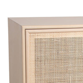 1 Door Wooden Accent Chest with Mesh Pattern Front, Light Brown