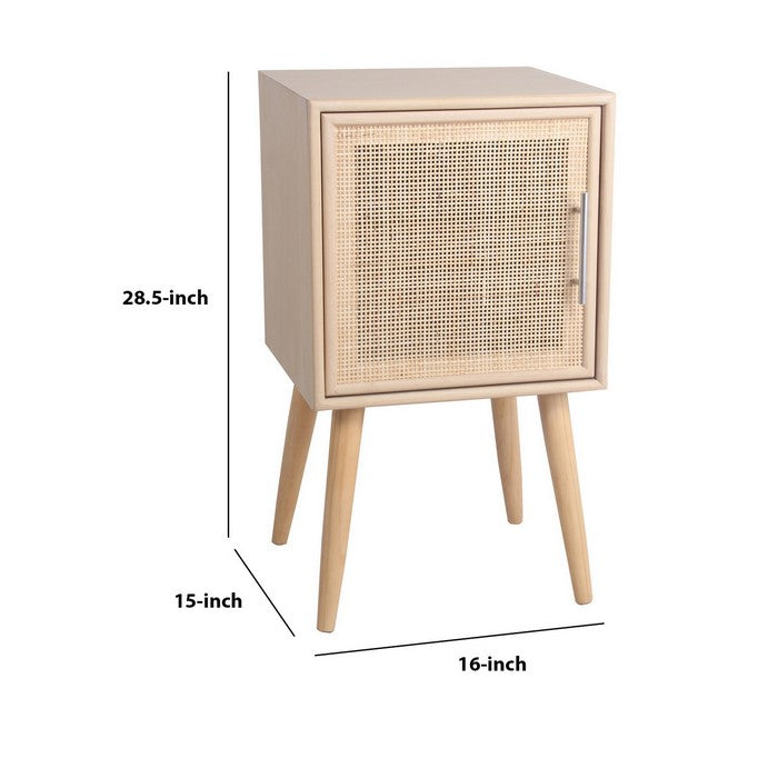 1 Door Wooden Accent Chest with Mesh Pattern Front, Light Brown
