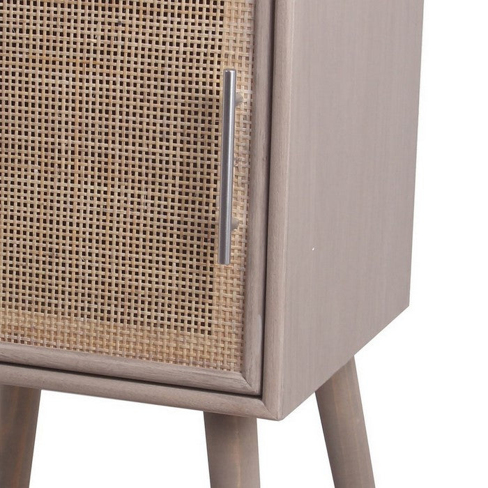 1 Door Wooden Accent Chest with Mesh Pattern Front, Gray