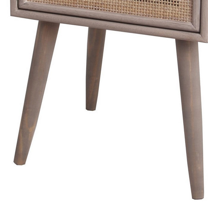 1 Door Wooden Accent Chest with Mesh Pattern Front, Gray