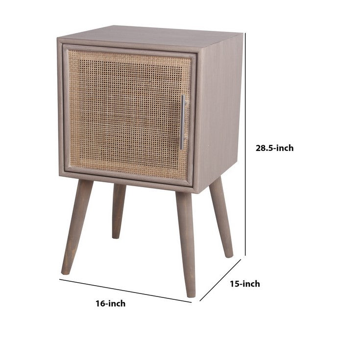 1 Door Wooden Accent Chest with Mesh Pattern Front, Gray
