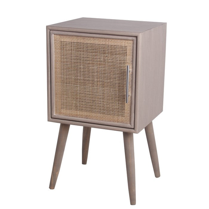 1 Door Wooden Accent Chest with Mesh Pattern Front, Gray
