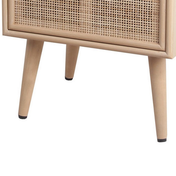 3 Drawer Wooden Accent Chest with Mesh Pattern Front, Light Brown