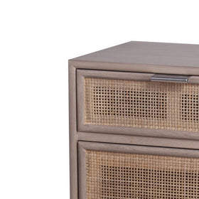 1 Door and 1 Drawer Wooden Accent Chest with Mesh Pattern Front, Gray