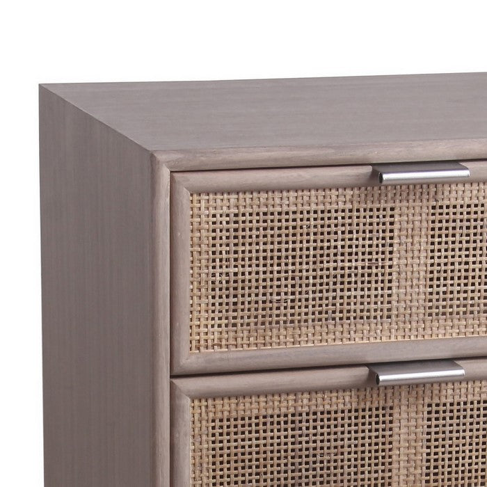 3 Drawer Wooden Accent Chest with Mesh Pattern Front, Gray