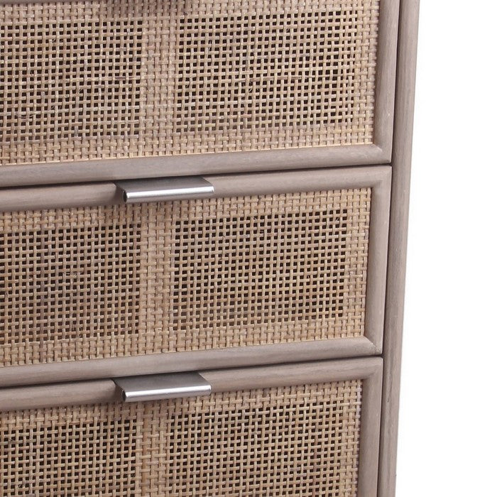 3 Drawer Wooden Accent Chest with Mesh Pattern Front, Gray