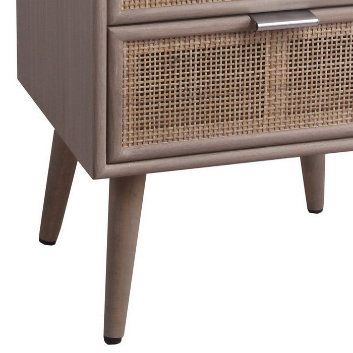 3 Drawer Wooden Accent Chest with Mesh Pattern Front, Gray