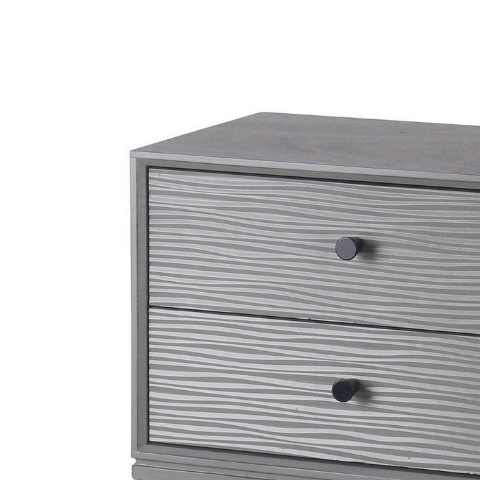 2 Drawer Wooden Accent Stand with Round Tapered Legs, Gray
