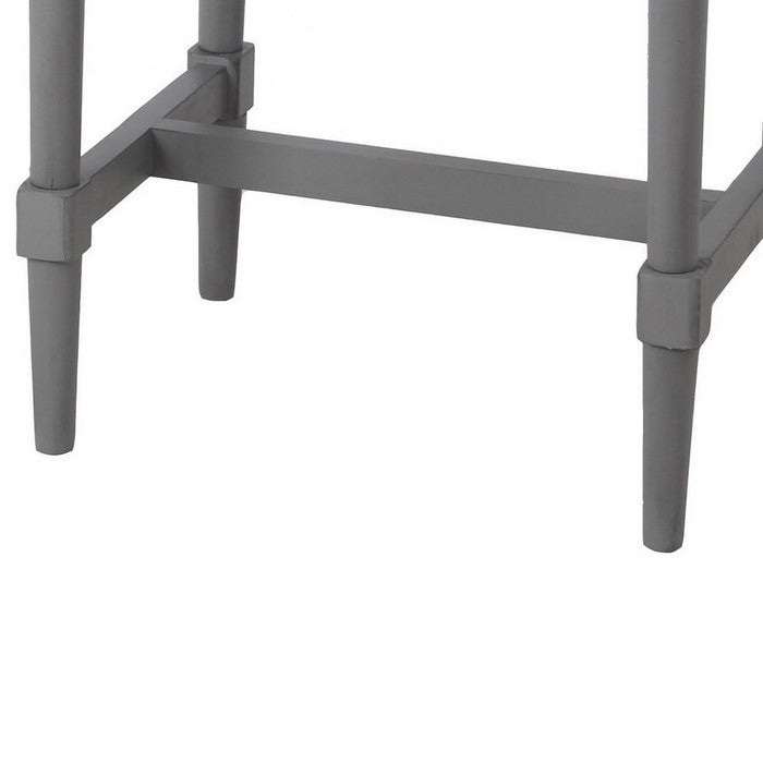 2 Drawer Wooden Accent Stand with Round Tapered Legs, Gray