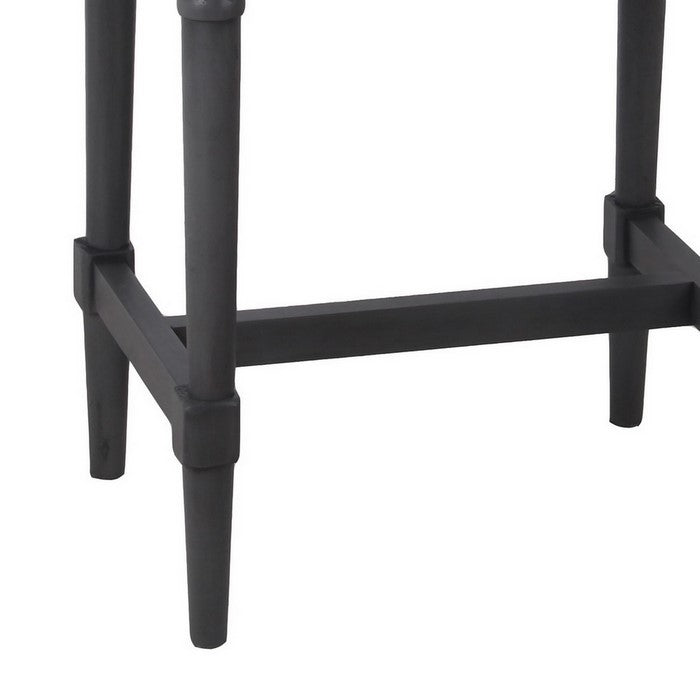 2 Drawer Wooden Accent Stand with Round Tapered Legs, Dark Gray