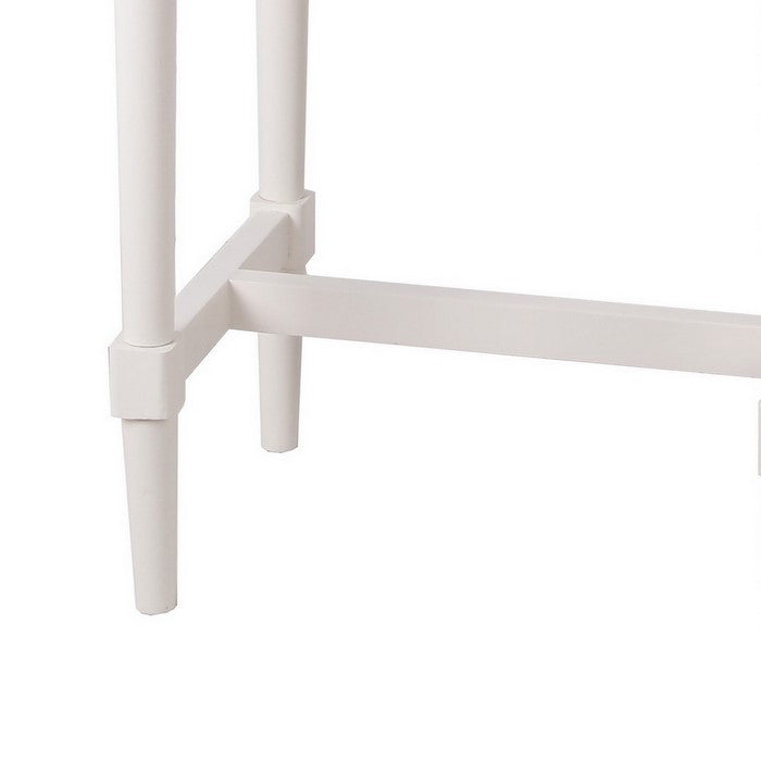 2 Drawer Wooden Accent Stand with Round Tapered Legs, White