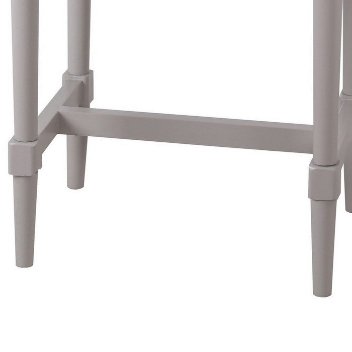 2 Drawer Wooden Accent Stand with Leaf Embossed Texture, Gray