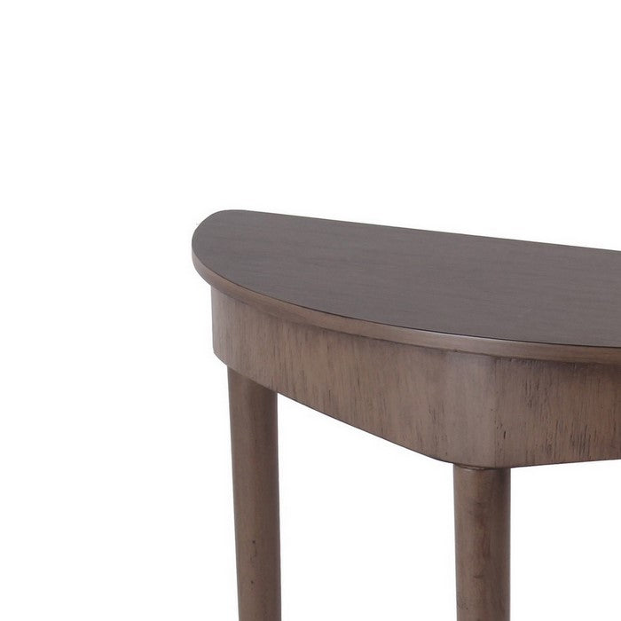 Half Moon Console Table with Round Legs, Brown