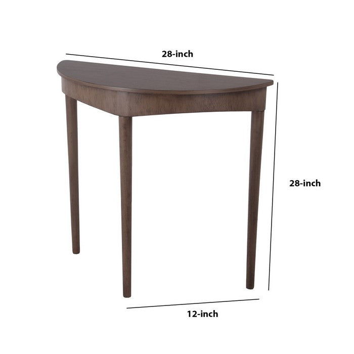 Half Moon Console Table with Round Legs, Brown