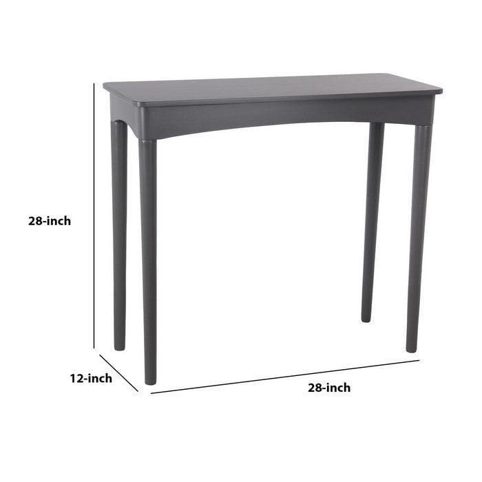 Wooden Rectangular Console Table with Round Tapered Legs, Dark Gray