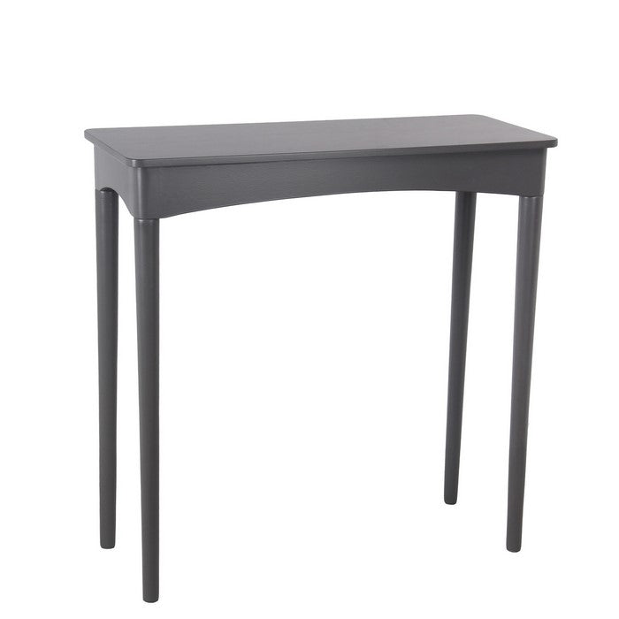 Wooden Rectangular Console Table with Round Tapered Legs, Dark Gray