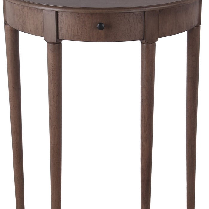 1 Drawer Half Moon Console Table with Round Legs, Small, Brown