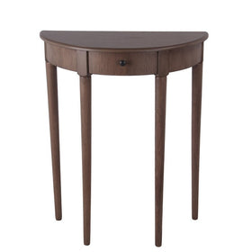 1 Drawer Half Moon Console Table with Round Legs, Small, Brown