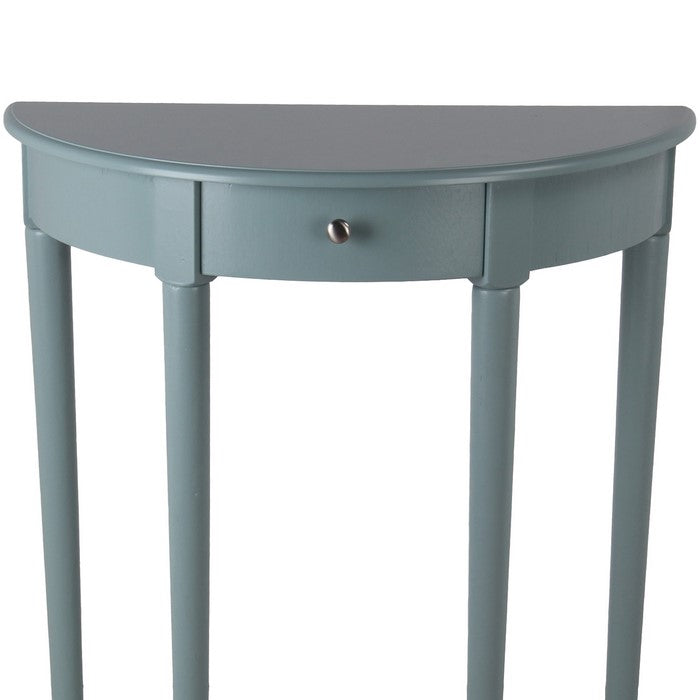 1 Drawer Half Moon Console Table with Round Legs, Small, Sage Blue