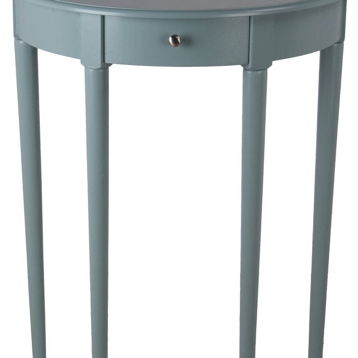 1 Drawer Half Moon Console Table with Round Legs, Small, Sage Blue
