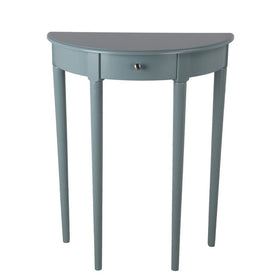 1 Drawer Half Moon Console Table with Round Legs, Small, Sage Blue