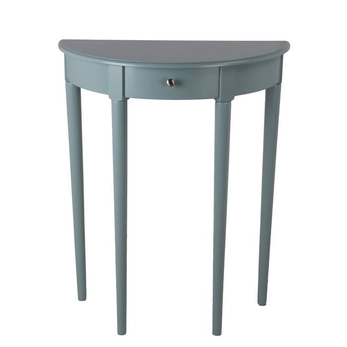 1 Drawer Half Moon Console Table with Round Legs, Small, Sage Blue