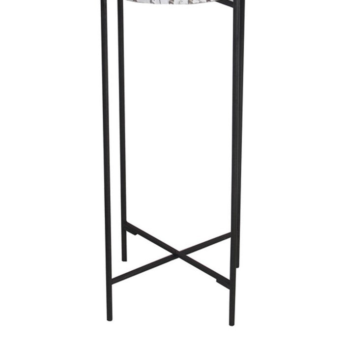 Entwined Pattern Metal Planter with Tubular Legs, Set of 3,White and Black