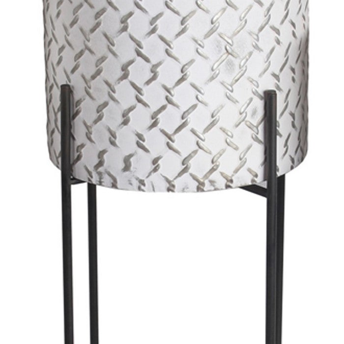 Entwined Pattern Metal Planter with Tubular Legs, Set of 3,White and Black