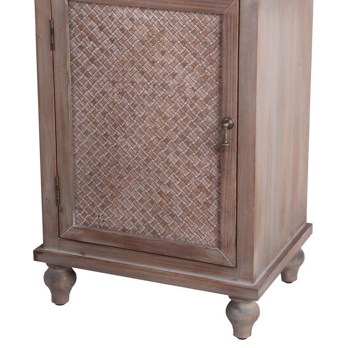 1 Door Accent Stand with Turned Legs and Textured Details, Weathered Brown