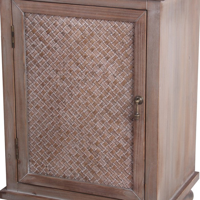 1 Door Accent Stand with Turned Legs and Textured Details, Weathered Brown