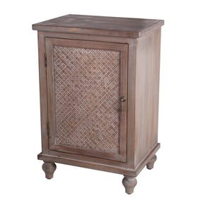 1 Door Accent Stand with Turned Legs and Textured Details, Weathered Brown