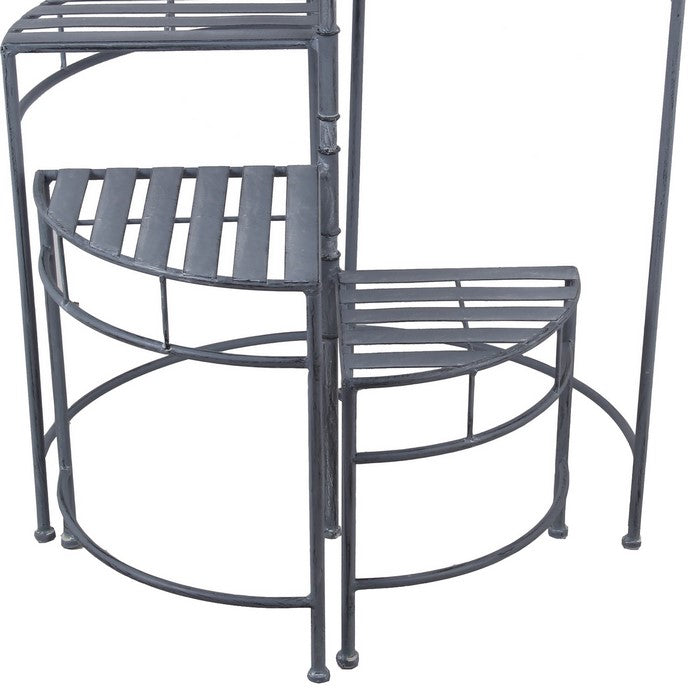 Adjustable 4 Tier Metal Plant Stand with Triangular Slatted Top, Gray