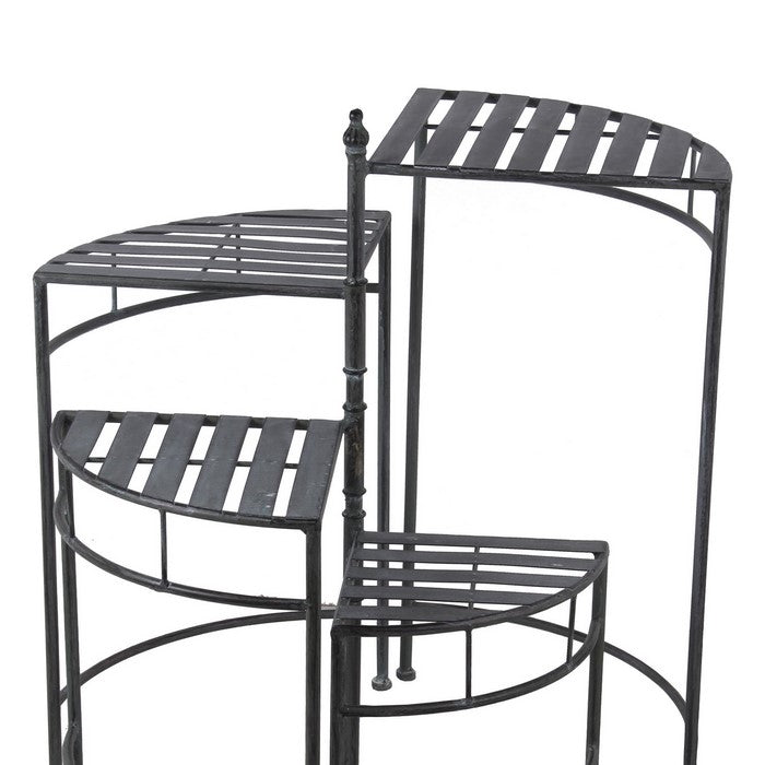 Adjustable 4 Tier Metal Plant Stand with Triangular Slatted Top, Black