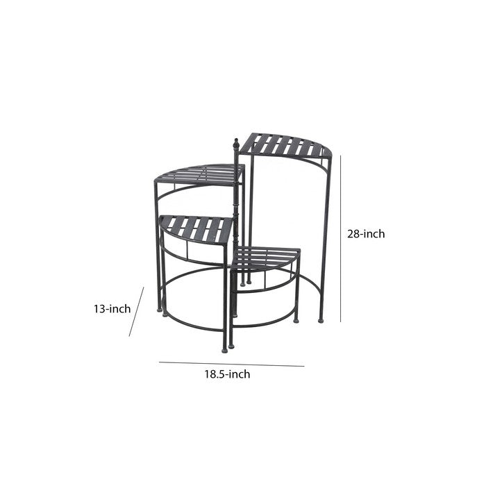 Adjustable 4 Tier Metal Plant Stand with Triangular Slatted Top, Black