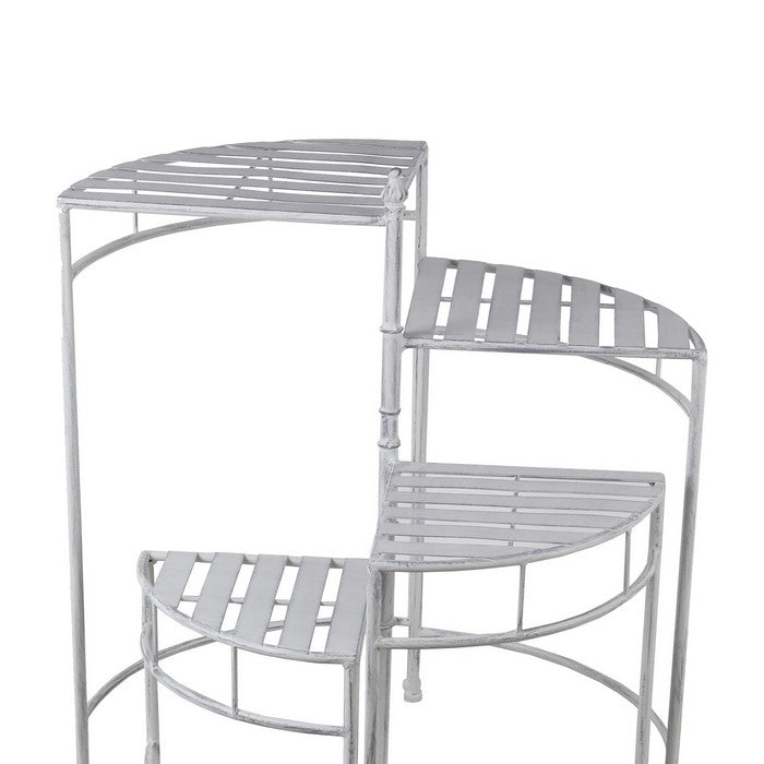 Adjustable 4 Tier Metal Plant Stand with Triangular Slatted Top, White