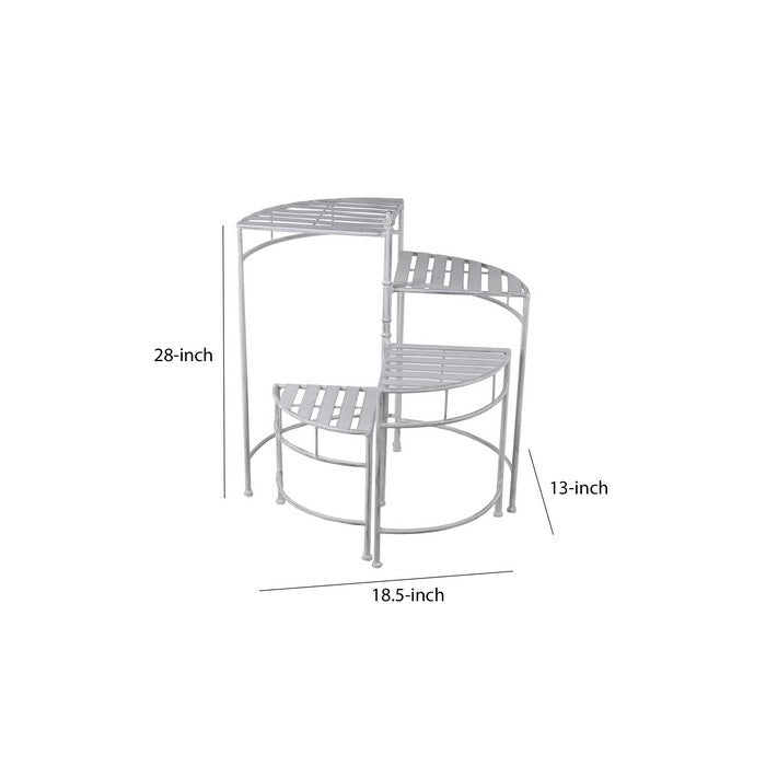 Adjustable 4 Tier Metal Plant Stand with Triangular Slatted Top, White