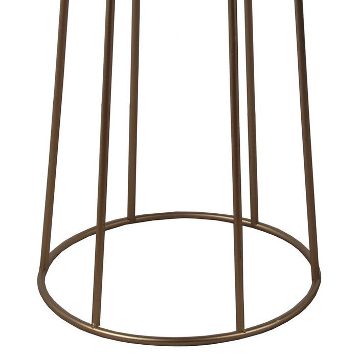 Metal Cylindrical Planter with Circular Base, Set of 2, Black and Gold